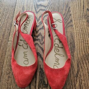 Sam Edelman Red Suede Pointed Slingback Flats